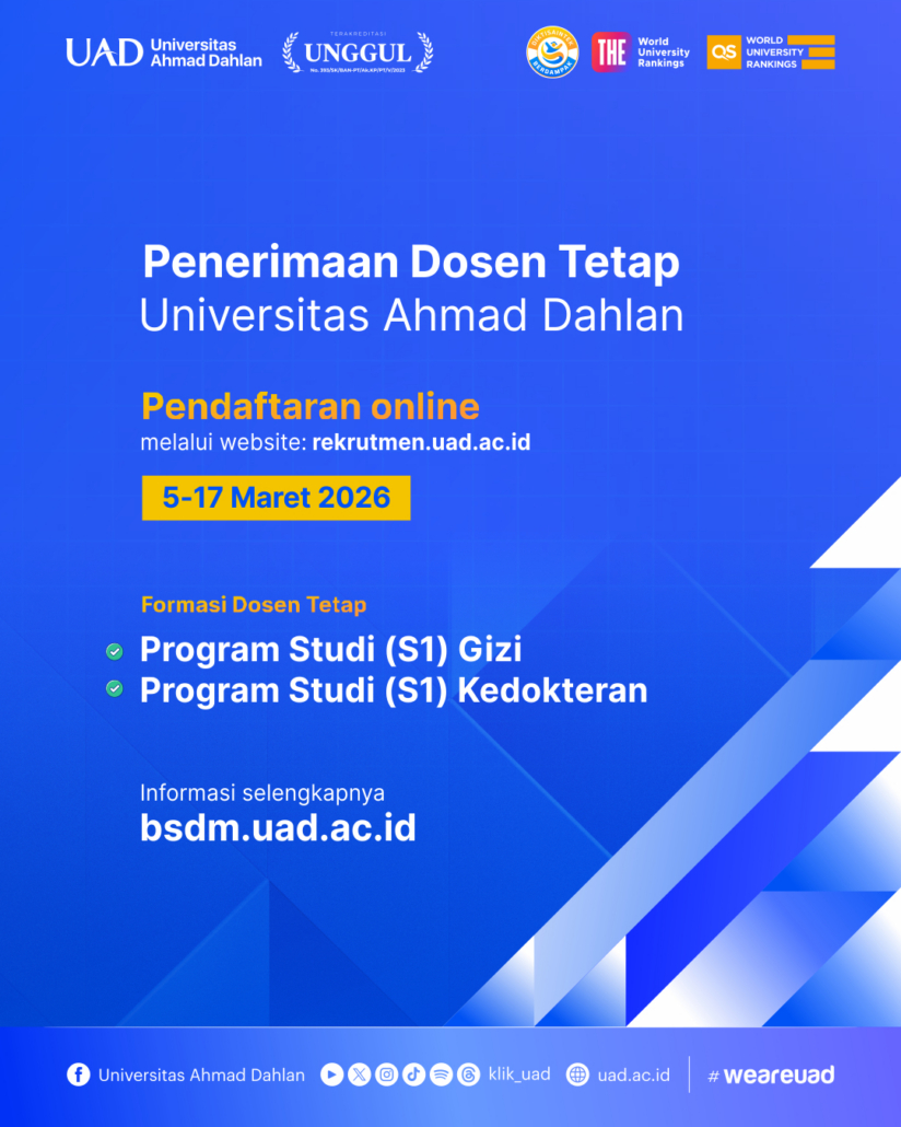 PENERIMAAN DOSEN TETAP UNIVERSITAS AHMAD DAHLAN TAHUN 2026